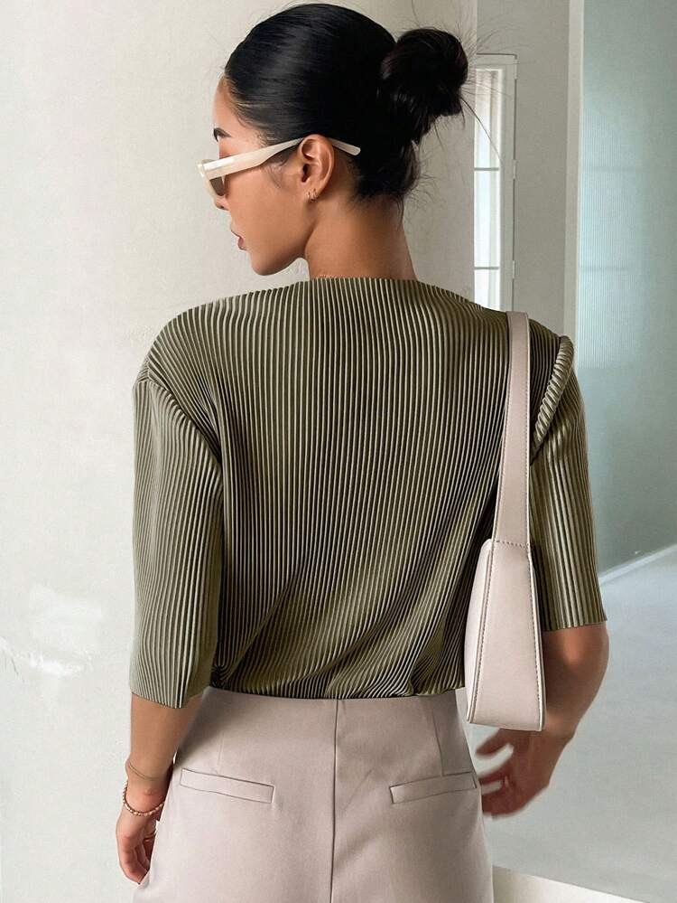 Solid Color Texture Casual Short Sleeve T-Shirt