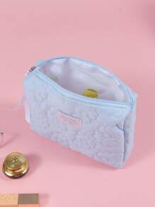 1 Túi đựng mỹ phẩm màu xanh dương chần bông hình đám mây, thời trang và giản dị, dung tích lớn, có khóa kéo, túi đựng đồ dùng du lịch, đồ dùng văn phòng phẩm, đồ dùng cần thiết cho kỳ nghỉ, túi đựng bông tẩy trang, tai nghe có dây, tai nghe chụp tai, tai nghe chụp tai, sạc pin, son môi, mỹ phẩm, nước hoa, sản phẩm chăm sóc da và làm đẹp, đồ trang trí nhà cửa, dành cho mẹ, phụ nữ, y tá, chìa khóa, túi đựng mỹ phẩm, túi nhỏ, túi đựng đồ trang điểm, đồ dùng cần thiết khi đi du lịch. - Màu xanh nhạt - Xem 5