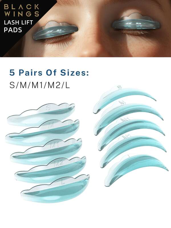BLACKWINGS 5pairs Transparent Lash Lifting Cushion Pads And Keratin Lash Lifting Molds, Silicone Eyelash Curler, Eyelash Enhancing Tool For Makeup And Beauty, Reusable Eyelash Lifting Pads