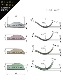 BLACKWINGS 4入組可重複使用的睫毛翹翹套裝,包括：翹翹貼、翹翹點、睫毛夾、刷子、睫毛助手工具,睫毛翹翹套裝、硅膠睫毛夾、睫毛拔毛棒、妝容美容工具及化妝品配件 - 彩色 - 查看 2