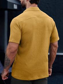 Manfinity CasualCool Uomo camicia manica corta con taschino e bottone frontale (stampa taglio qasuale) di colore unito