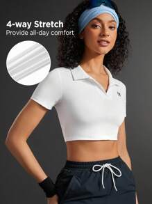 In My Nature Short Sleeve Slim Fit Polo Shirt For Outdoor Activities,Women Tennis Outfit - White - View 4