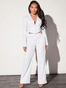 SHEIN SXY Pantalones de traje sencillos de color sólido para dama, ideales para uso diario