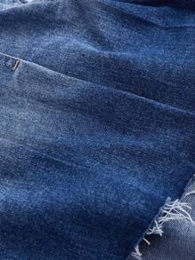 SHEIN MOD Women Summer Washed Buckle Pleated Hem Denim Skirt