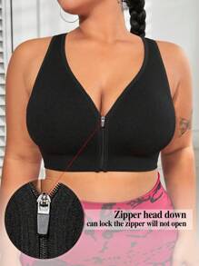 Easithlete Hơn Dây kéo Bras thể thao - màu đen - Xem 2