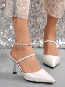 新款時尚多才多藝高跟鞋，細高跟設計 - 白色 - 查看 2