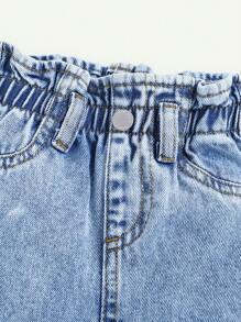 Cozy Pixies Baby Girl Spring Summer Boho Beach Washed Ruffle Trim Waist Baggy Casual Comfortable Denim Jeans Shorts, Summer Clothes Outfits