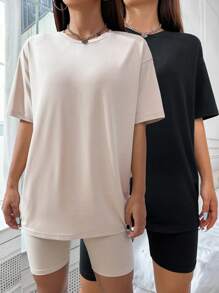 SHEIN Unity Sade Gündelik Kadın İki Parçalı Kıyafetler - Çok renkli - Görünüm 3
