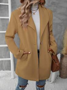 EMERY ROSE Spring And Autumn Large Lapel Casual Single-Breasted KnittedJacket Fall Winter Cloth For Women