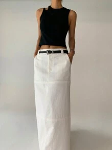 DAZY Women Solid Color Asymmetrical Hollow Out Cropped Tank Top For Summer - Black - View 8