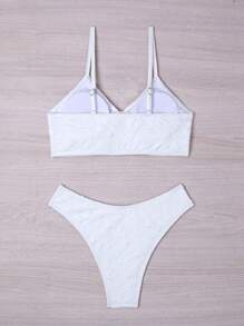 SHEIN Swim Bikini unicolore texturé pour l'été - Blanc - Voir 4
