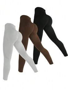 Easithlete 3 件套无缝高弹力运动紧身裤健身紧身裤女式紧身裤套装 - 彩色 - 查看 1