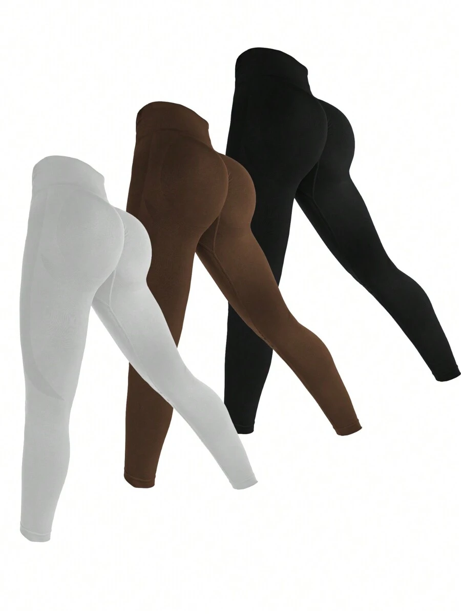 Easithlete 3 件套无缝高弹力运动紧身裤健身紧身裤女式紧身裤套装 - 彩色 - 查看 1