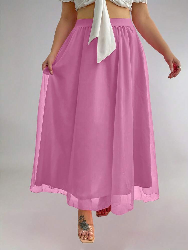 Plus Size Solid Color Skirt, Suitable For Summer