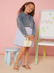 Mini mi Children Rhinestone High Heel Sandals With Open Toe Design For Traveling - Champagne - View 4