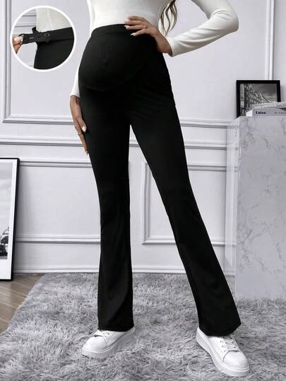 SHEIN Maternity Adjustable Waist Flare Leg Pants