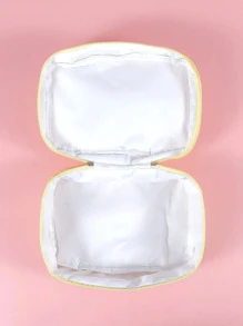 1 PC Yellow Floral Quilted Fish Cloud Bag Make Up Bag, Fashionable And Casual Large Capacity Portable Zipper Makeup Bags, Travel And Vacation Essentials Cosmetic Bags For Sanitary Napkins, Pouch Pads, Wired Earphones, Earpods, Headphones, Charger, Lipsticks, Cosmetics, Perfume, Skin Care And Beauty Products, Home Decor, Keys, Holiday Gifts Makeup Travel Toiletry Organizer Essentials Gifts Storage Zipper Accessories Nail Bag