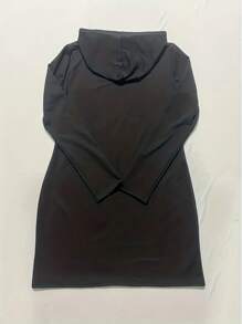 INAWLY Women Spring/Summer Crown Rhinestone Embellished Hoodie Long Sleeve Casual Dress - Black - View 2