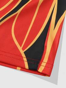 ROMWE MEN Street Life Quần short in hình ngọn lửa Graffiti thông thường cho nam mùa hè - màu đen - Xem 4