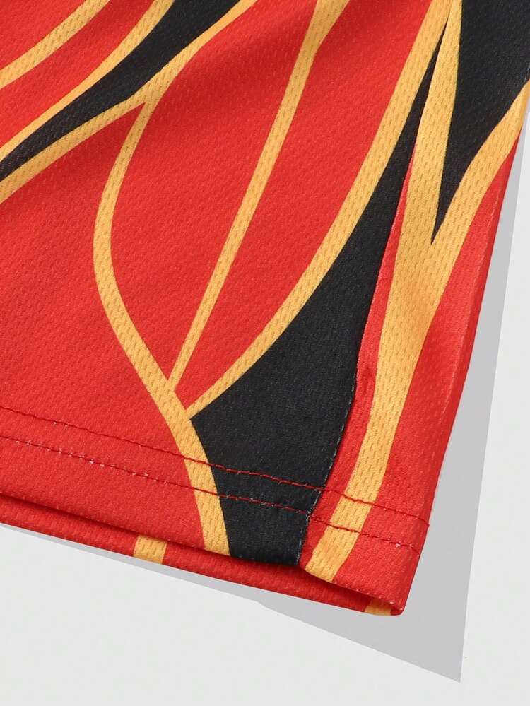 Men Summer Casual Graffiti Flame Print Shorts