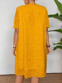 Celure Women Elegant Plus Size Embroidered Floral Long Dress