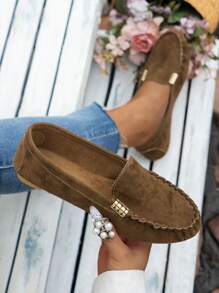 Women Flat Loafers New Driving Loafers Women Low-Cut Driving Shoes Flat Mom Shoes Plus Size Suede Casual Shoes