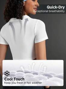 In My Nature Short Sleeve Slim Fit Polo Shirt For Outdoor Activities,Women Tennis Outfit - White - View 3