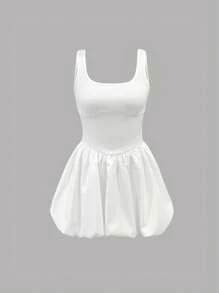 Sweetra Sleeveless Tight Camisole Bodycon Dress Y2K Outfit Holiday Party Birthday Dress  - White - View 1