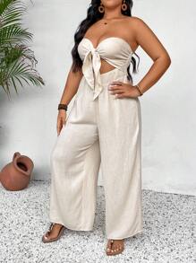 SHEIN VCAY Kobiety Rozmiar Plus Wakacje Styl Bez ramiączek Długi Kombinezony