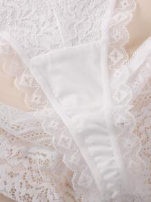 Floral Lace Panty Lingerie - White - View 5