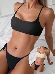 SHEIN Swim Của phụ nữ Bras Và Bên Buộc Đáy bikini , Thích hợp Cho mùa hè , bờ biển - Nhiều màu - Xem 1