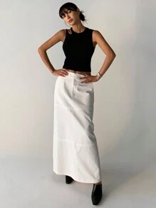 DAZY Women Solid Color Asymmetrical Hollow Out Cropped Tank Top For Summer - Black - View 3