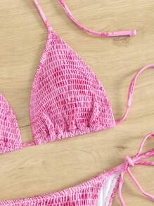 Swim Mod Conjunto de bikini bandeau estampado, playa de verano - Rosa - Ver 5