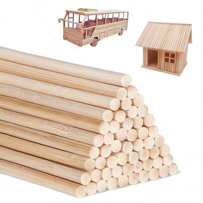 50pcs/100pcs Dowel Rods Wooden Sticks For Crafts And DIY Projects Unfinished Bamboo Wood Craft Sticks Pre Cut Wooden Dowel Rods For Handmade Photography Props