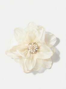 SHEIN Belle 时尚布艺花朵设计胸针情人节 - 杏色 - 查看 3