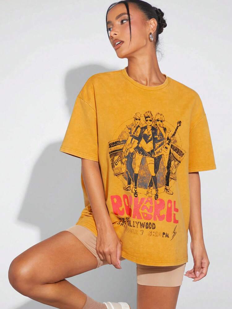 Band Slogan Graphic Boyfriend Tee