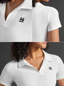In My Nature Short Sleeve Slim Fit Polo Shirt For Outdoor Activities,Women Tennis Outfit - White - View 8