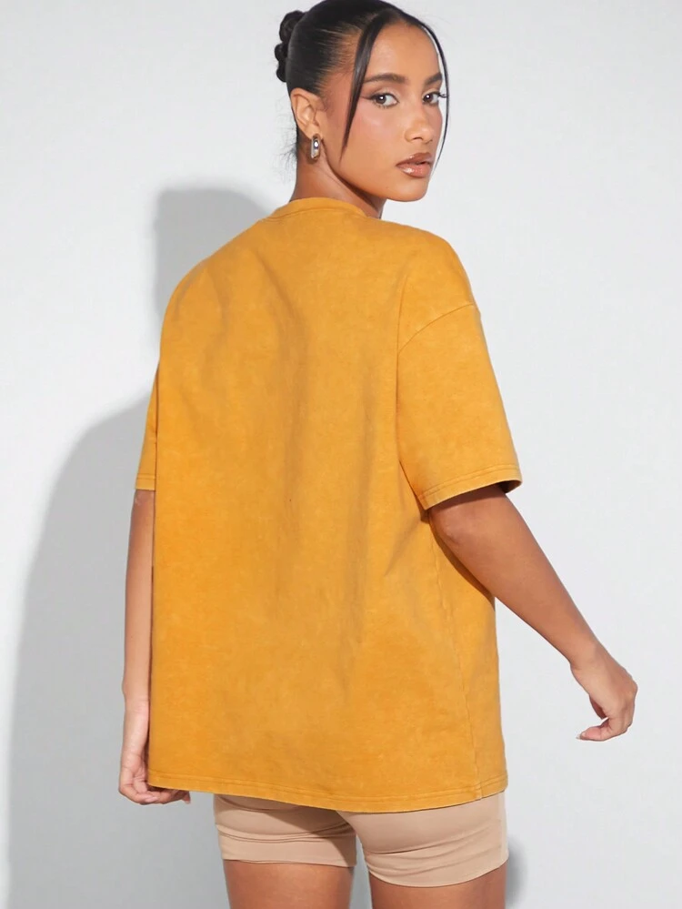 Band Slogan Graphic Boyfriend Tee