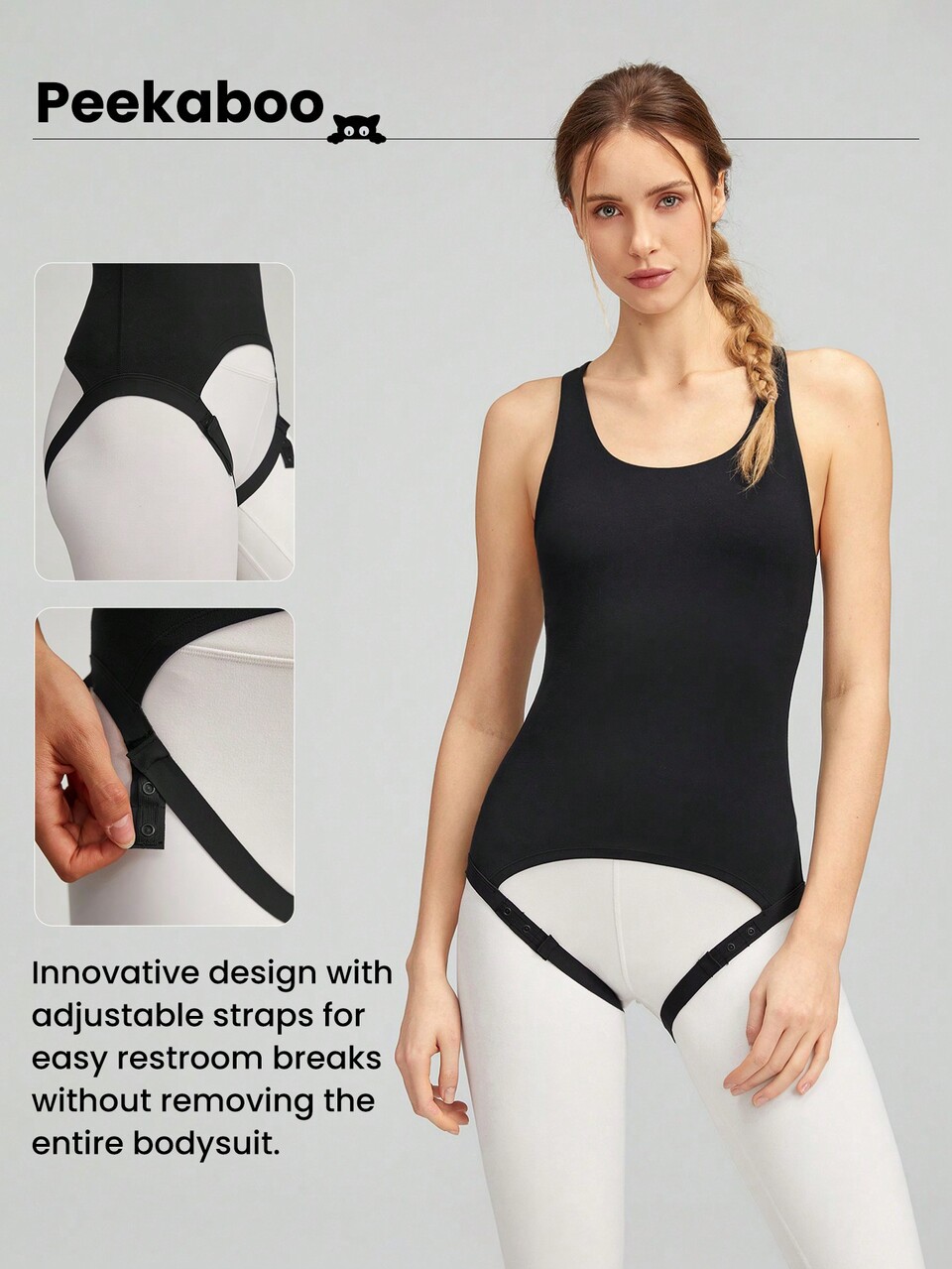 FeatherFit™ Peekaboo Scoop-Neck Adjustable Strap Tank Low Impact Casual Daily