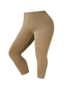 SHEIN Clasi Plus Size Fashionable Cut Top And Pants Two-Piece Set - Khaki - View 3