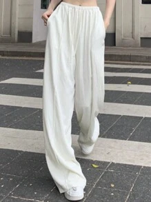 SHEIN EZwear Hose Mit Weitem Bein Und Kordelzug