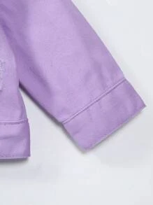 嬰兒女孩破洞牛仔外套，可愛優雅風格，適合戶外活動 - 紫色 - 查看 4