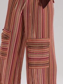 MUSERA Crochet Pocket Low Rise Wide Leg Trouser Vacation Summer Ibiza Fits Summer Boho Elegant Holiday - Multicolor - View 5