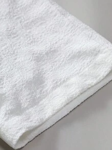 Manfinity Homme Men Plain Summer Casual Textured Vacation Button Up Short Sleeve Collar Shirt, For Going Out - White - View 4