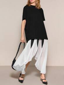 SHEINNeu Women's Flowy Skirt For Summer - Black and White - View 7
