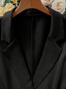 Mulvari 女士纯色简约加大码西装套装两件套 - 黑色 - 查看 6