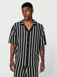 SUMWON Crochet Knit Button Through Shirt