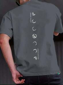 T-shirt décontracté à manches courtes et à épaules tombantes imprimé pour hommes, Top respirant pour le port quotidien, printemps/été - Gris - Voir 2