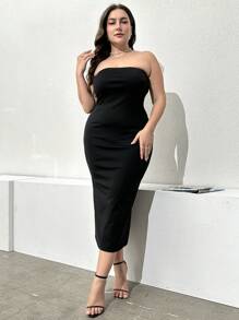 Mulvari Co-Ords Ukuran Plus Tombol Plain Casual - Hitam dan Putih - View 6
