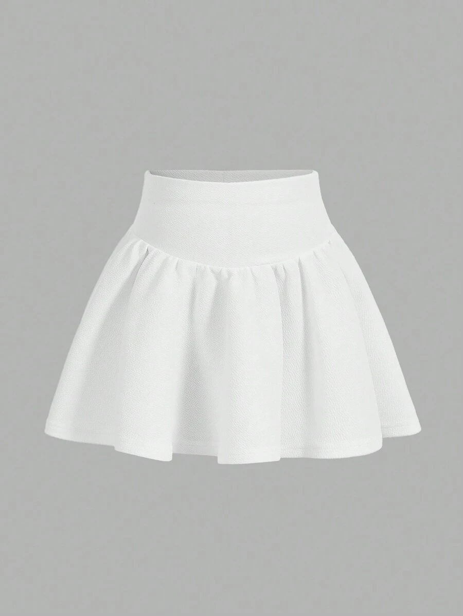 SHEIN Váy suông rộng chắp vá hình chữ V dệt kim cho cô gái trẻ - trắng - Xem 1